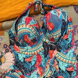 Tropical Print Halter Bikini